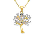 14K Yellow Gold Diamond-Cut Tree Pendant Necklace with Chain